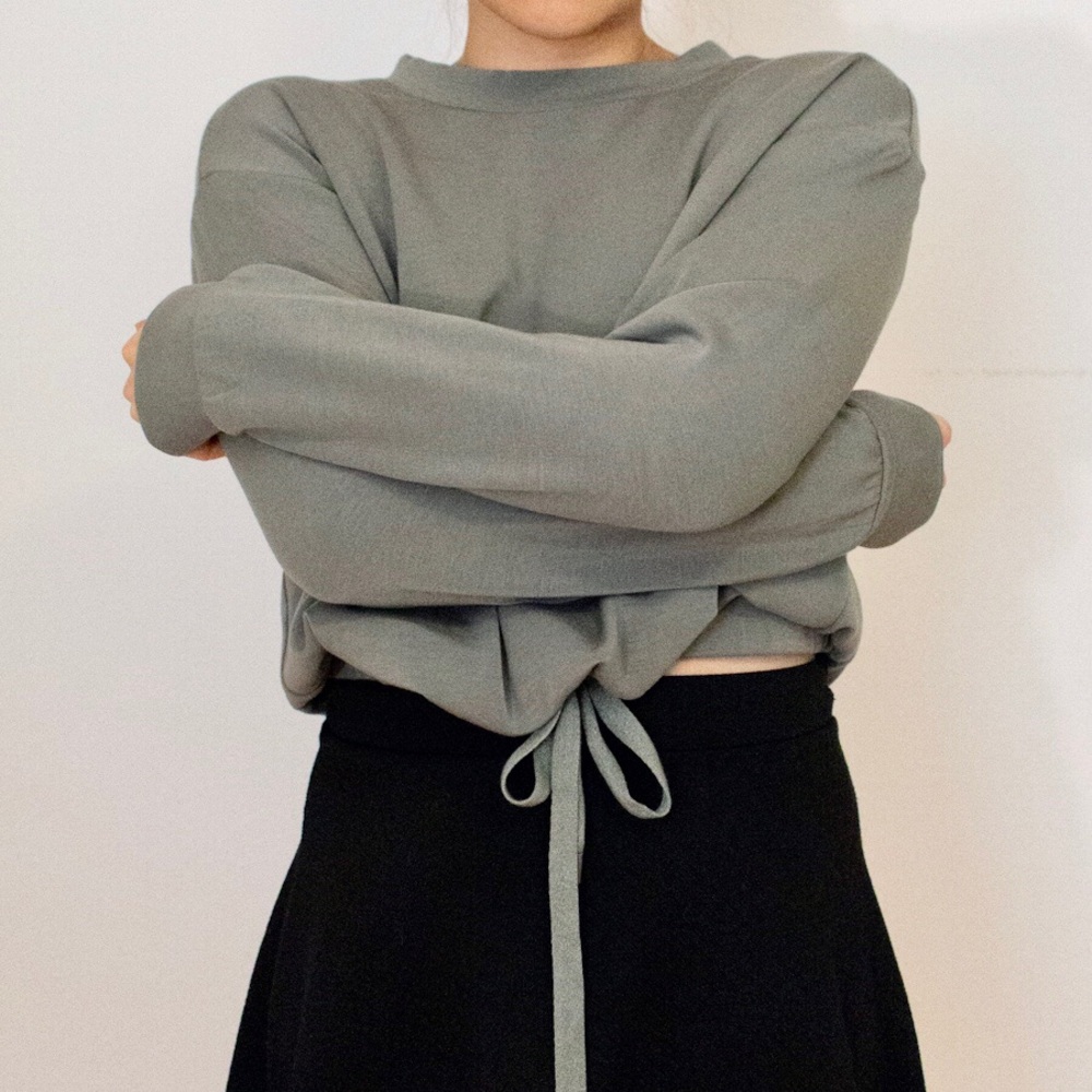 For The Republic Olive Green Adjust. Crop Sweater